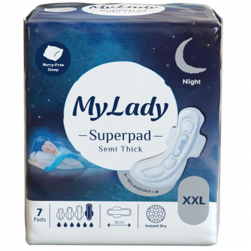 نوار بهداشتی بالدار شب مشبک خیلی خیلی بزرگ Super Pad مای لیدی 7 عددی